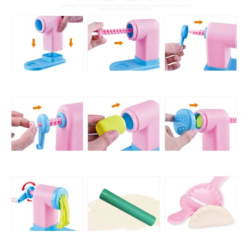 

50LE Children DIY Plasticine Noodle Maker Ice Cream Machine Mold Play Toy Fun Modeling Clay Dough Playset For Girls And Boys