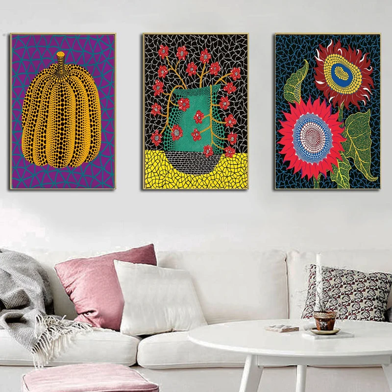 

Yayoi Kusama Purple Pumpkin Canvas Oil Painting Posters and Prints Quadros Wall Art Picture for Living Room Home Decor Cuadros