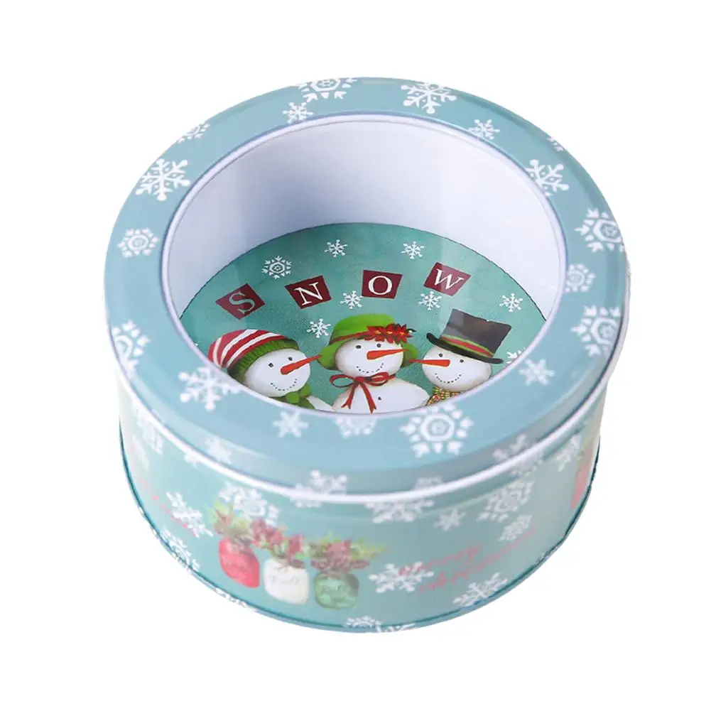 

Christmas Cookie Tins Round Snack Metal Storage Containers With Clear Window Lids For Cookies Candies Gifts Chocolate Nuts