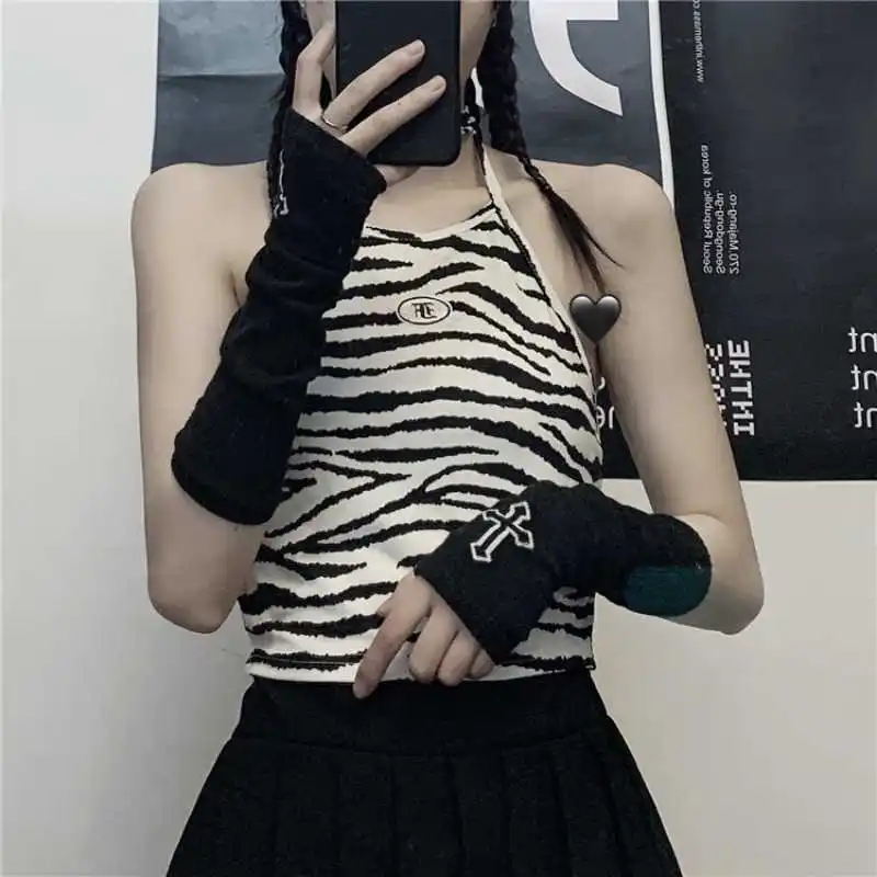 

Zebra Print Camisole Women's 2020 New Summer Korean Style Ins High Street Hot Girl Sexy Short Top