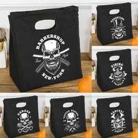 lunch bag for women portable thermal bento pouch picnic black lunchbox skull series tote food storage magnet buckle handbags