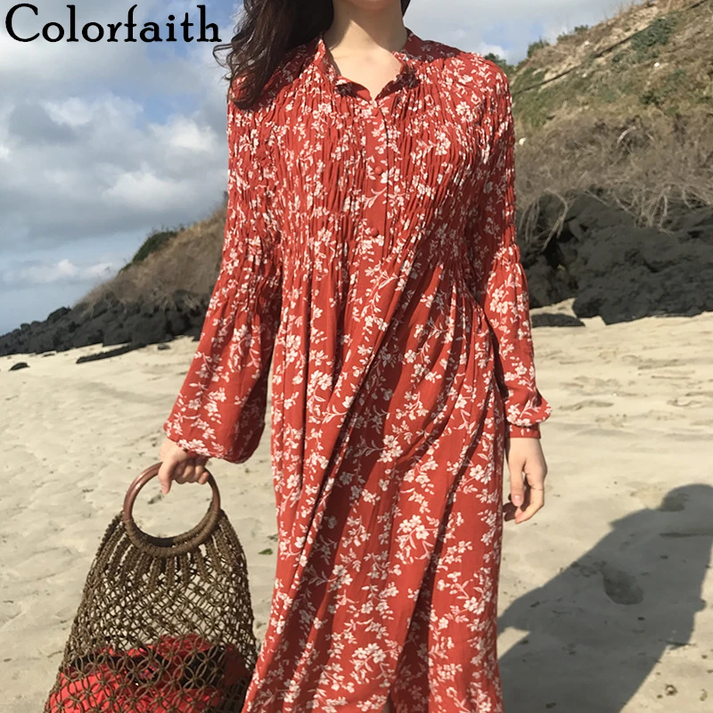 Colorfaith новинка 2020 весна лето женское пляжное платье шифоновое с цветочным принтом