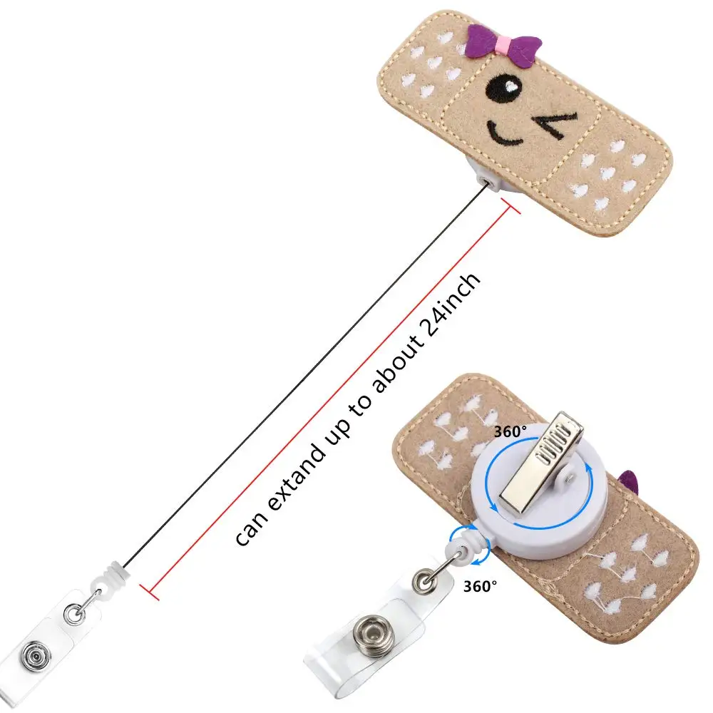 

Plastic Elastic School Office Supplies Name Card Pull Rope Smile Face Nurse ID Clip Badge Holder Retractable Buckle Card Clip