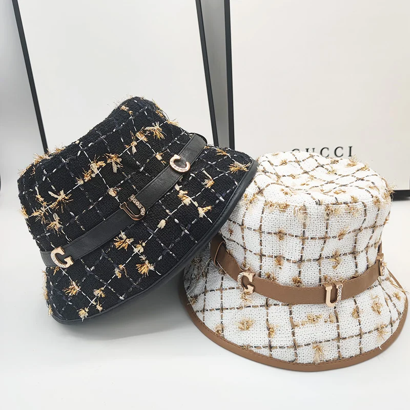 Панама женская осенняя однотонная из яркого шелка в стиле хип-хоп с круглым