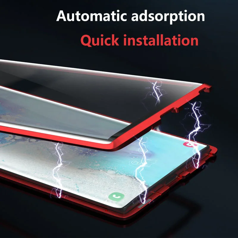 Для samsung Note 10 + plus Pro Чехол для мобильного телефона Магнето двойное стекло в рамке