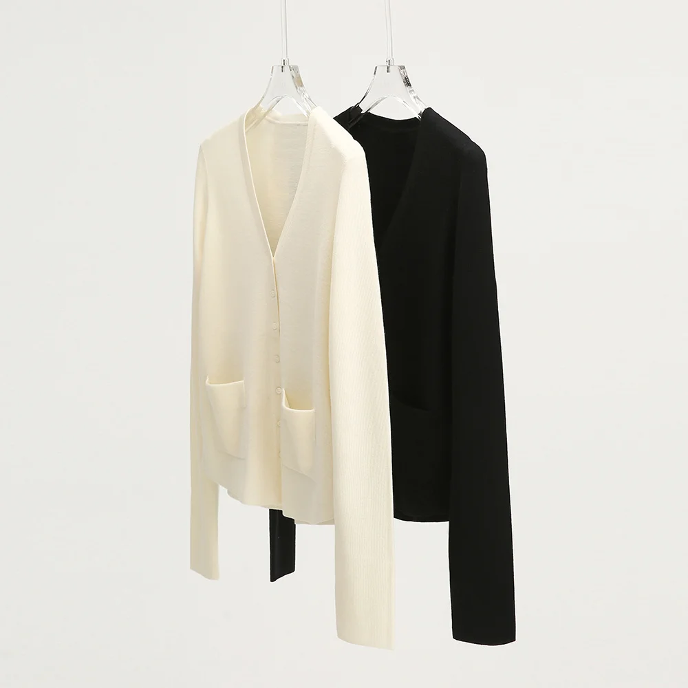 

pure Merino wool knitted cardigan autumn V-neck coat