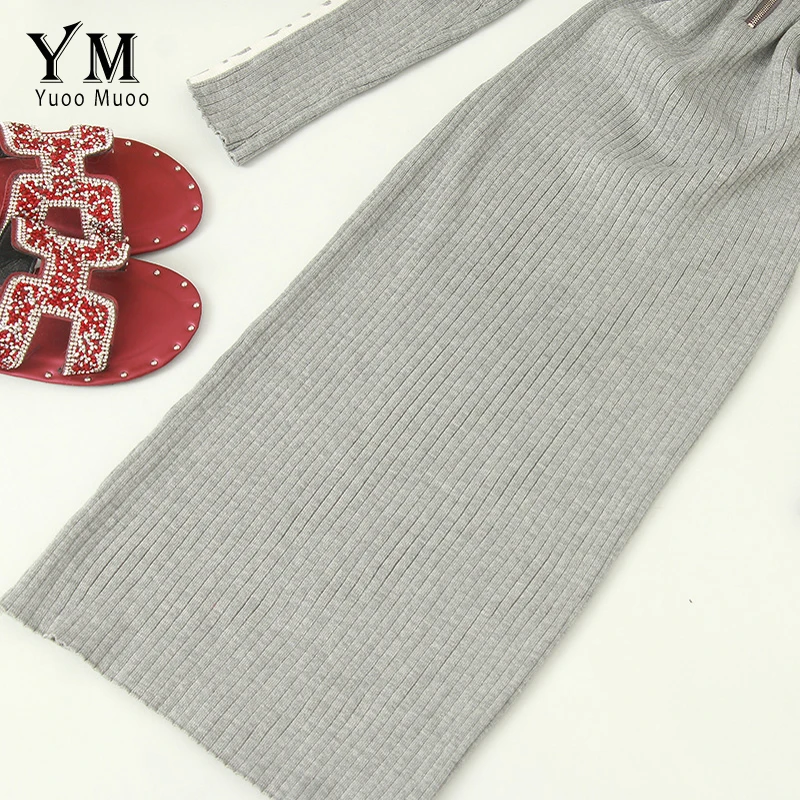 YuooMuoo шикарное Ins трикотажное облегающее платье с длинными рукавами и надписью 2019