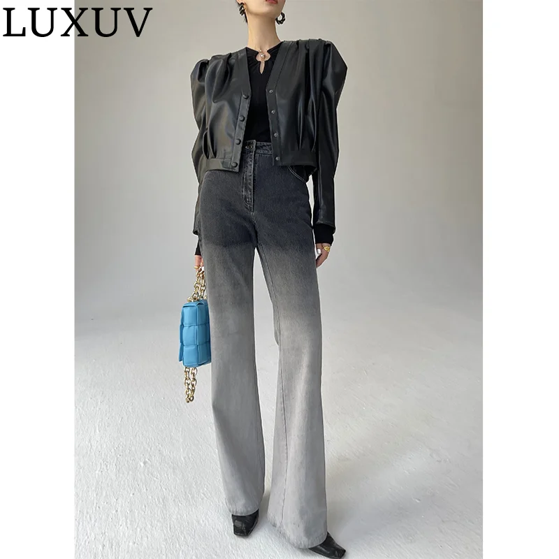 LUXUV Sweatpants Women's Clothing Trousers Wide Leg Sport Vintag Pants Sets Streetwear Tracksuit High Waist Denim Overalls Jeans