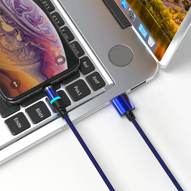 1 м светящийся Магнитный зарядный кабель Micro USB для iPhone 11Pro Max XR магнитное зарядное