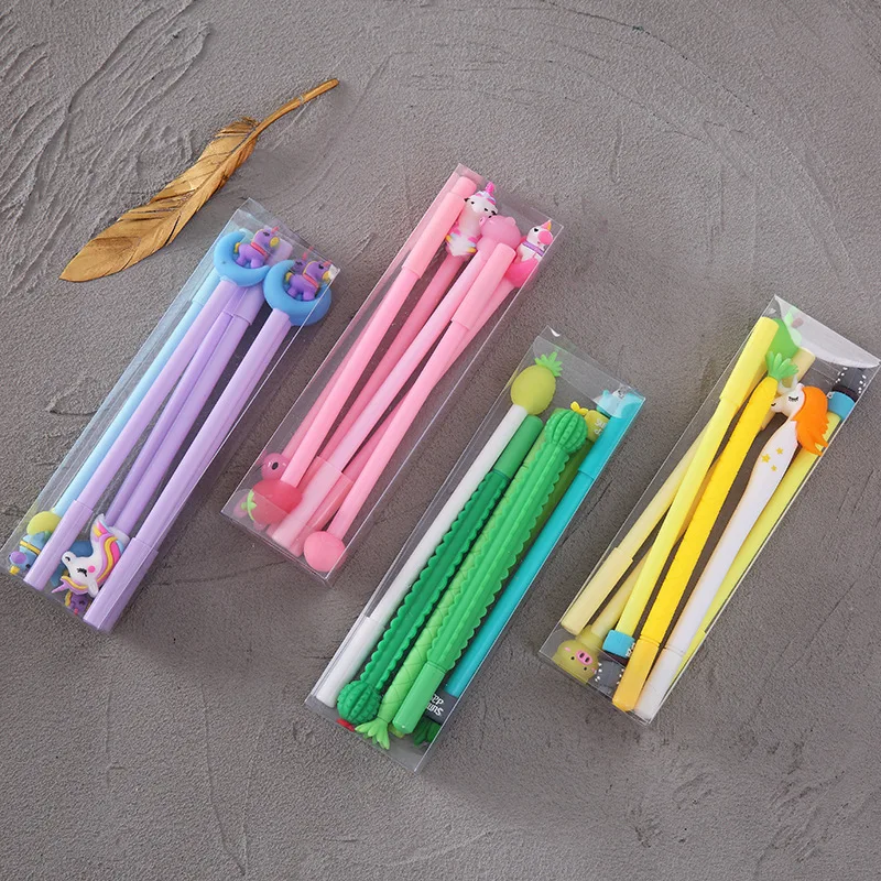 

Sandro 6 boxed cartoon soft gel head gel pen student cute pen office stationery writing pen