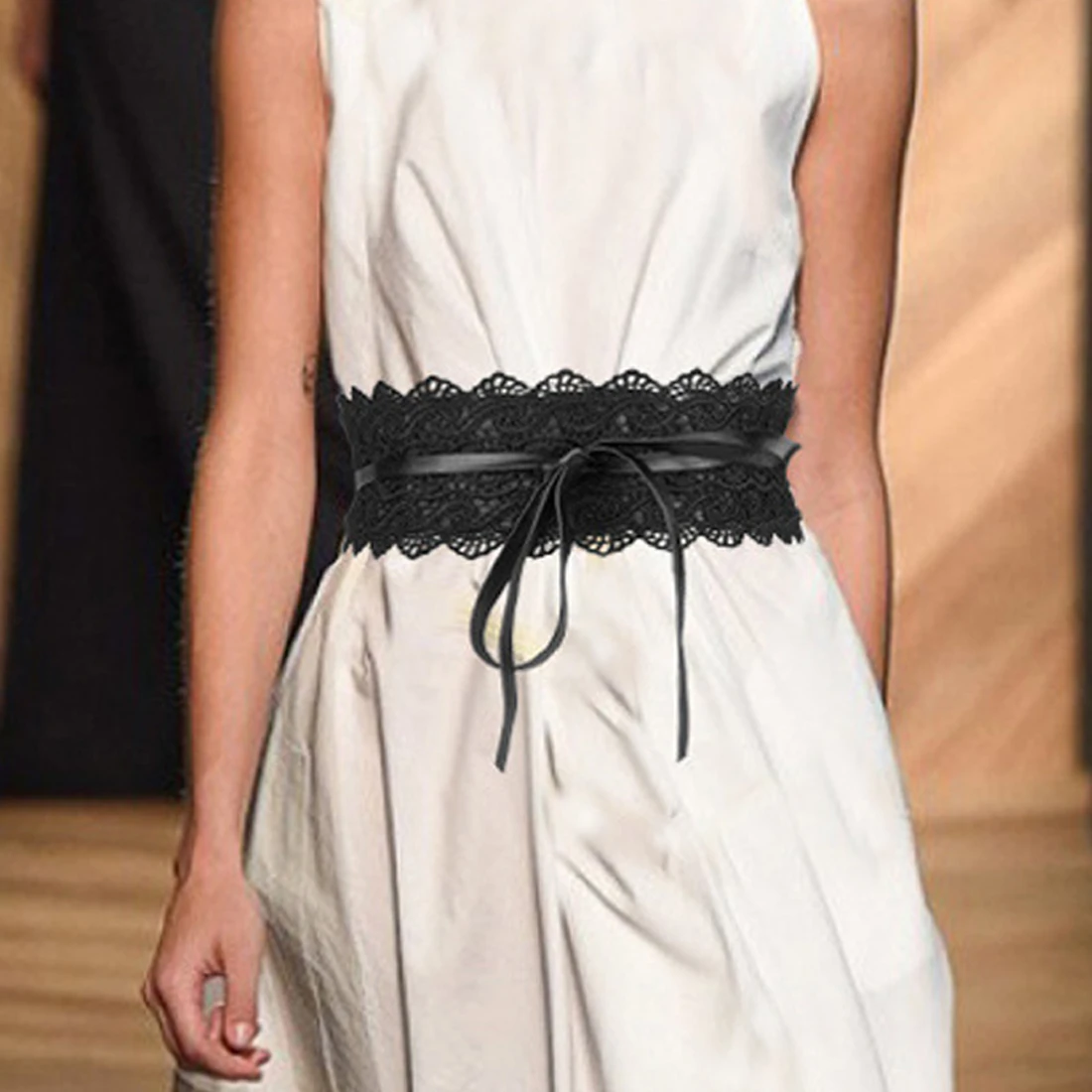 Женский широкий корсет с бантиком пояс для талии однотонный приталенный