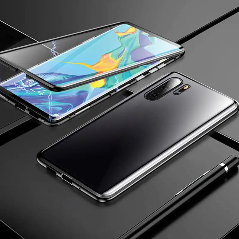 Магнитный передний задний двухсторонний защитный чехол из закаленного стекла с