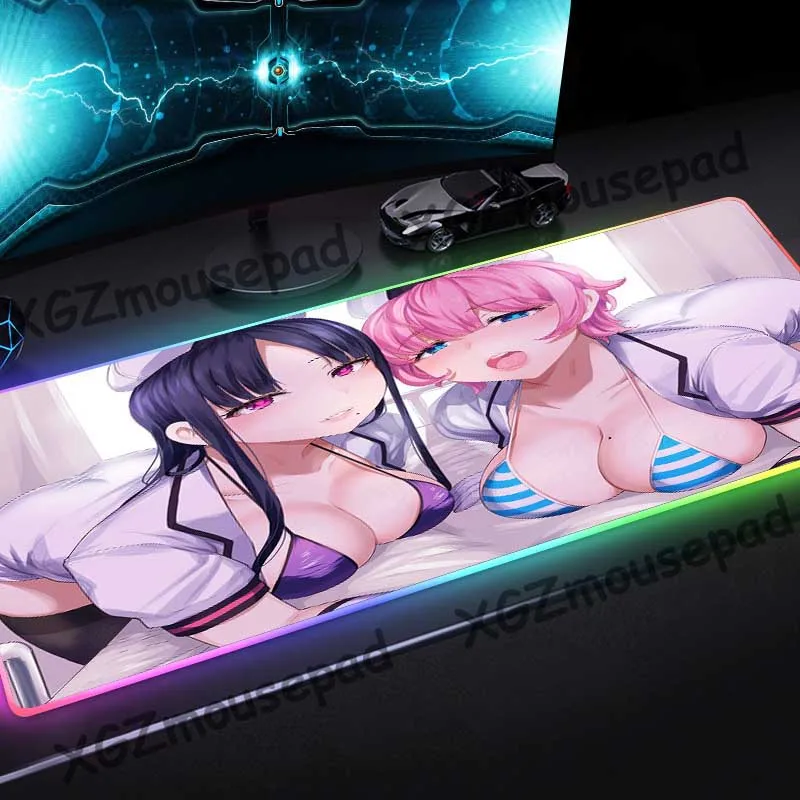 XGZ большой цветной RGB мышка с подсветкой коврик блокировкой кромки комическая