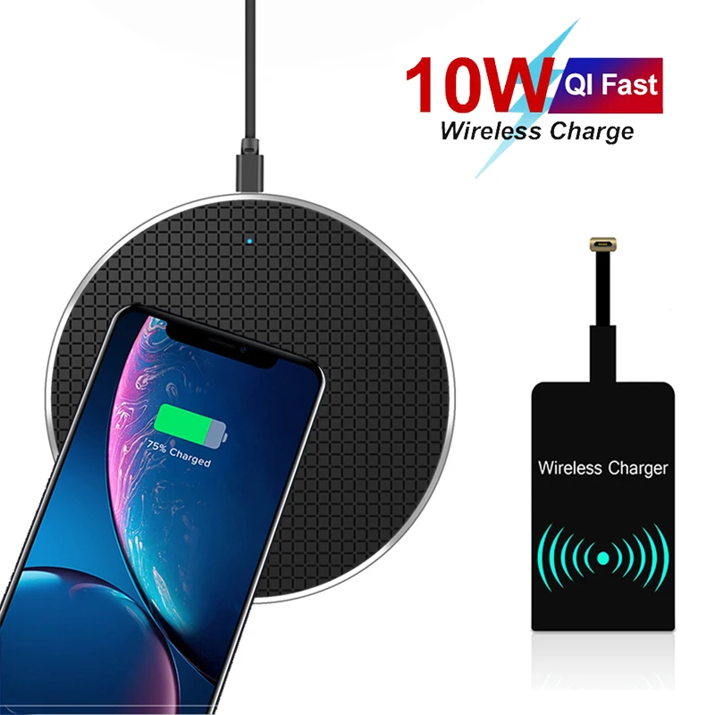 

10W Qi Wireless Charger Pad For iPhone 11 Pro XS Max XR X 8 Type A/B/C Receiver Wireless Charge Set For Samsung S6 Xiaomi Huawei