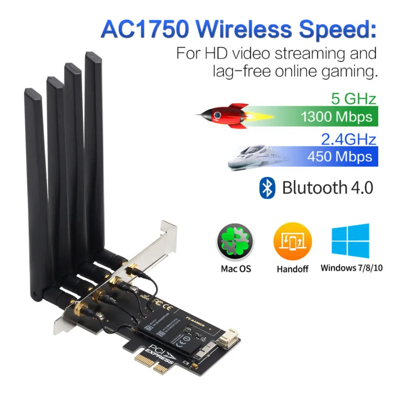 Двухдиапазонный 1750 Мбит/с BCM94360CD PCIe беспроводной адаптер Hackintosh macOS 802.11ac Bluetooth 4 0