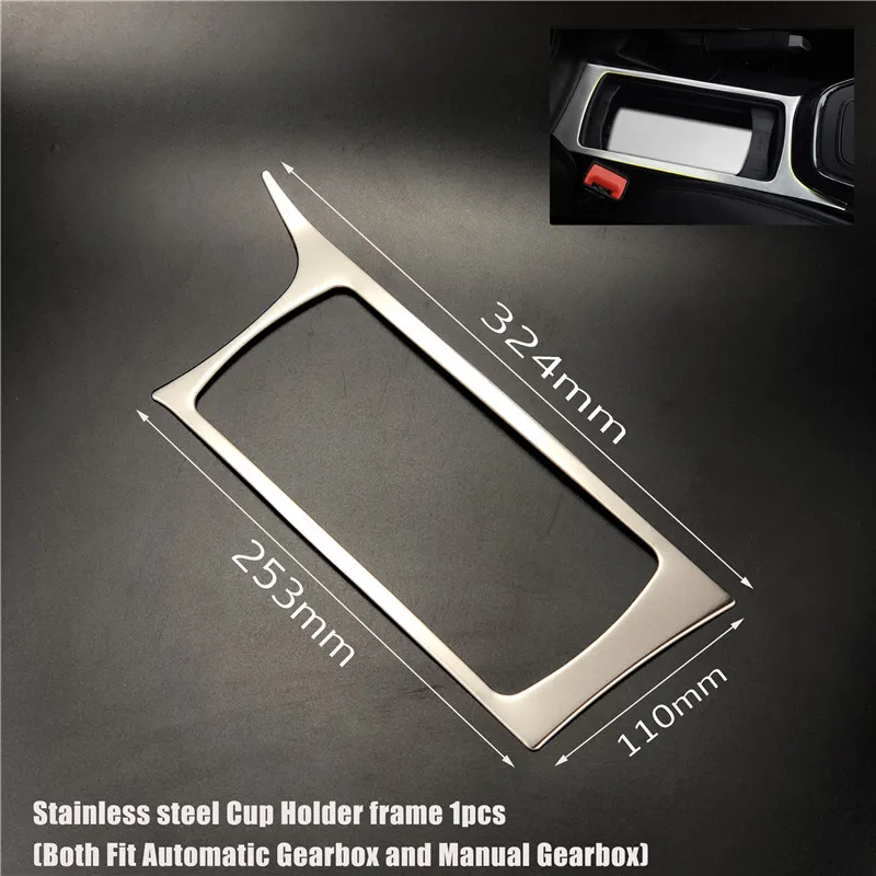 Steel Cup Holder 1pc Автомобильные аксессуары коробка передач держатель стакана воды панель отделка интерьер клеящаяся рамка для Декорации для Ford Focus 3 mk3 - Название цвета: Steel Cup Holder 1pc