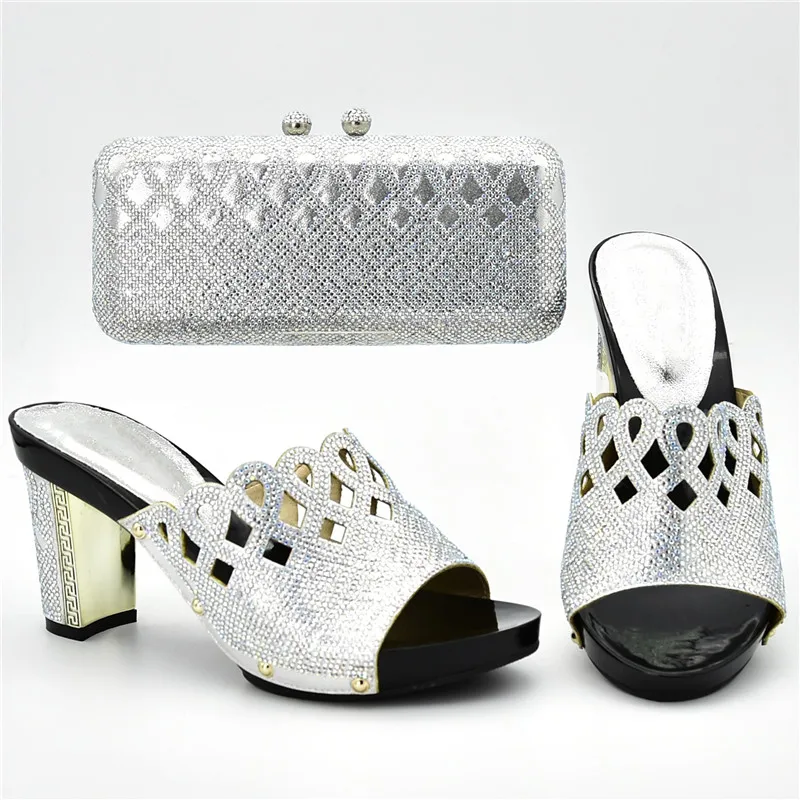 Итальянские дизайнерские туфли и сумки в комплекте украшенные стразами