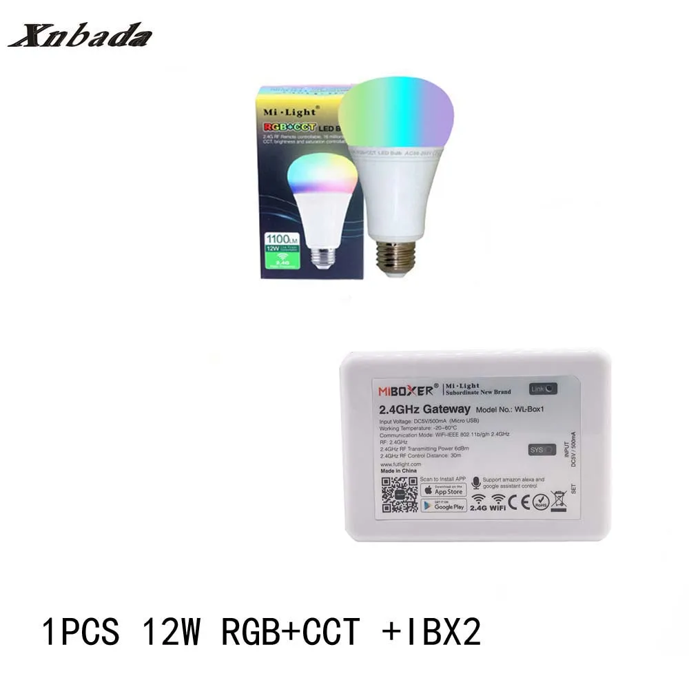 Mi Light 12 Вт Светодиодная лампа E27 RGB + CCT светодиодная iBX2 RF пульт дистанционного