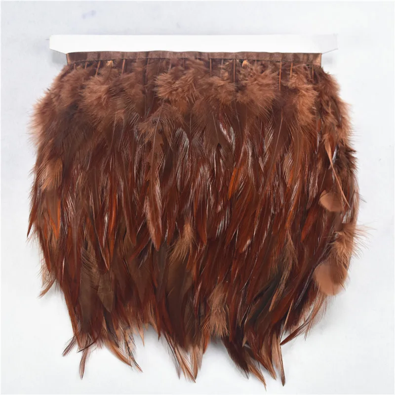 Coffee ArmyGreen 5 м 10 м седло бахрома из перьев петуха trim10-15CM Бургундия перья фазана для поделок обрезки ленты DIY Шлейфы - Цвет: Coffee