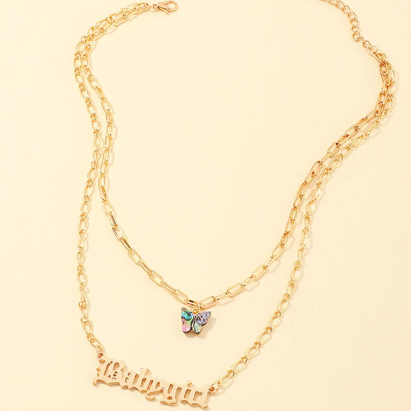 

Оптовая продажа 2020, европейские и американские ювелирные изделия, ожерелье в сетку с красными буквами для девочек, цепочка до ключиц с морск...