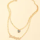 Оптовая продажа 2020, европейские и американские ювелирные изделия, ожерелье в сетку с красными буквами для девочек, цепочка до ключиц с морскими ушками и бабочками