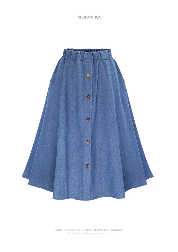 

2021 New Ladies Denim Loose Skirt, Plus Size Fat Girl Denim Skirt, Elastic Waist Student Thin Skirt Summer Joker