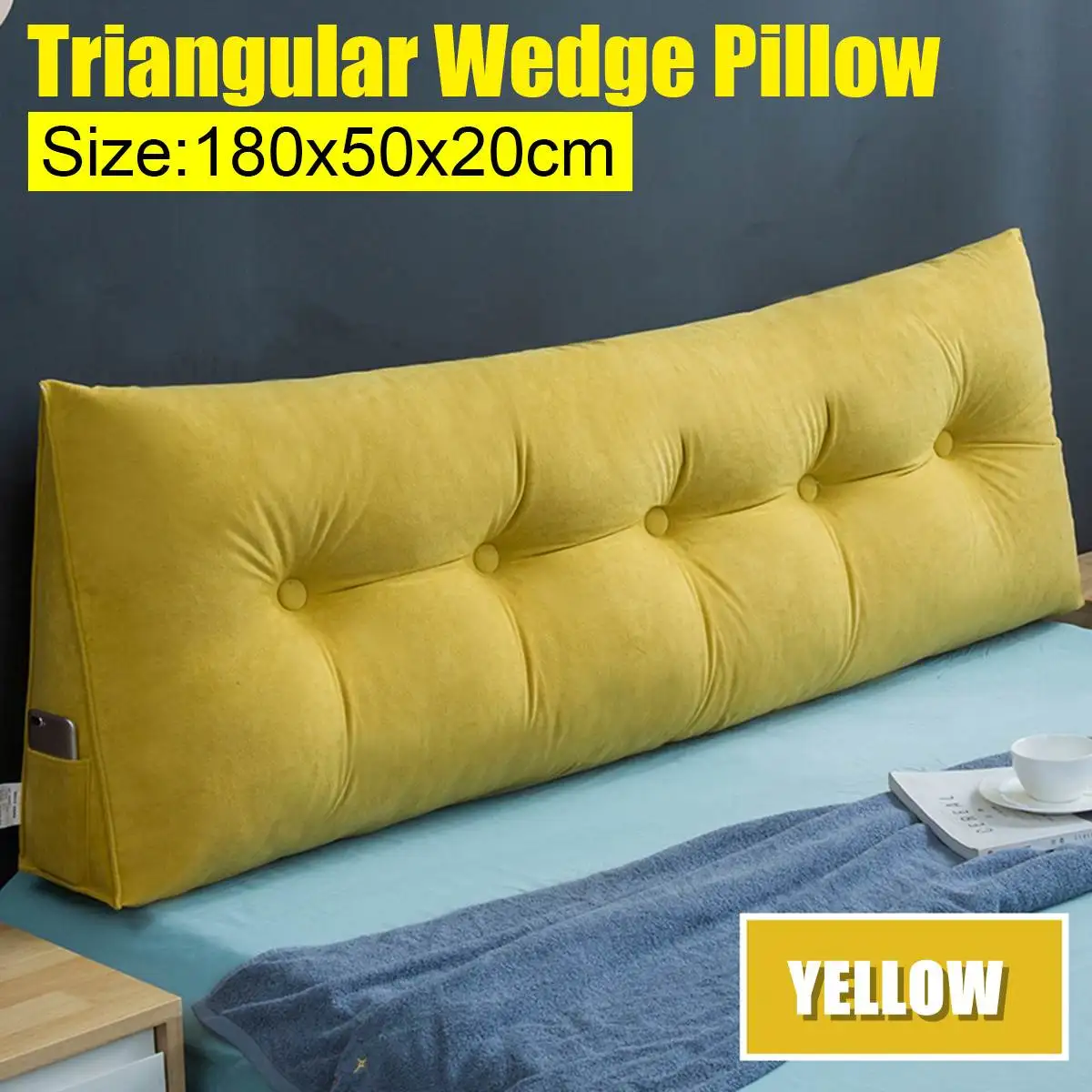 

180x50x20CM Sofa Large Backrest Cushion Waist Cushion Bed Long Triangle Headrest Pillowcase Tatami Pillow Modern Home Decor