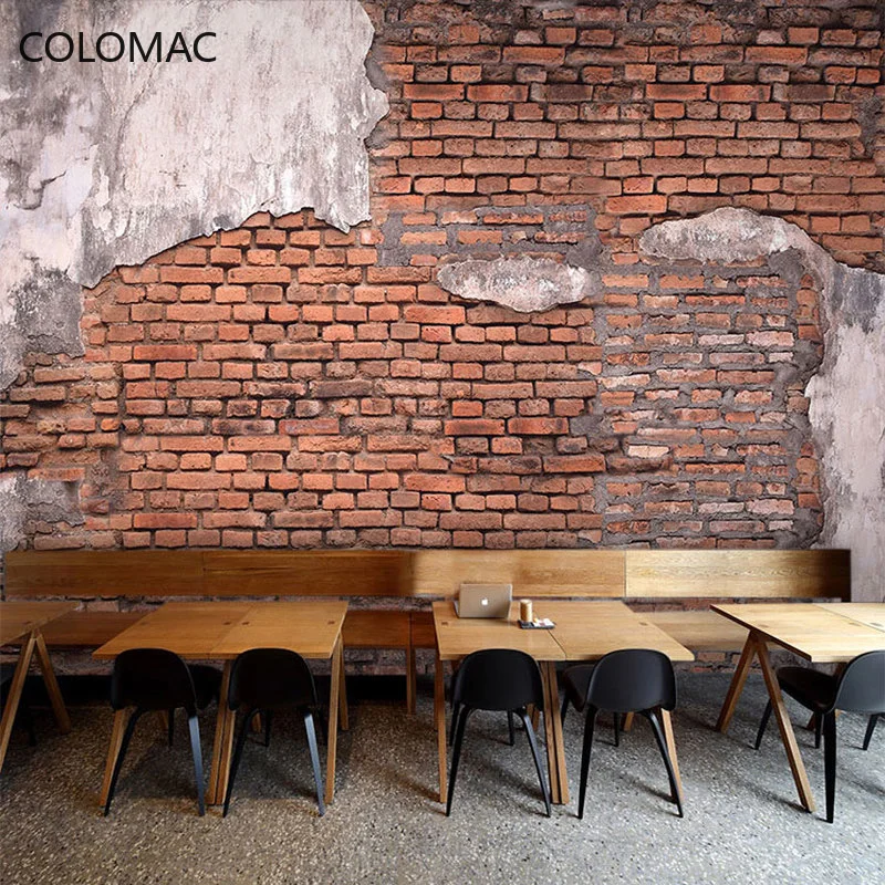 

Colomac Custom Retro Red Brick Cement Wallpaper Industrial Wind Internet Cafe 3d Mural Home Decor for Living Room Dropshipping