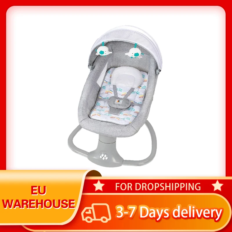 Baby Electric Rocking Chair Newborns Sleeping Cradle Bed Child Smart Reclining For With Belt Remote Control | Мать и ребенок