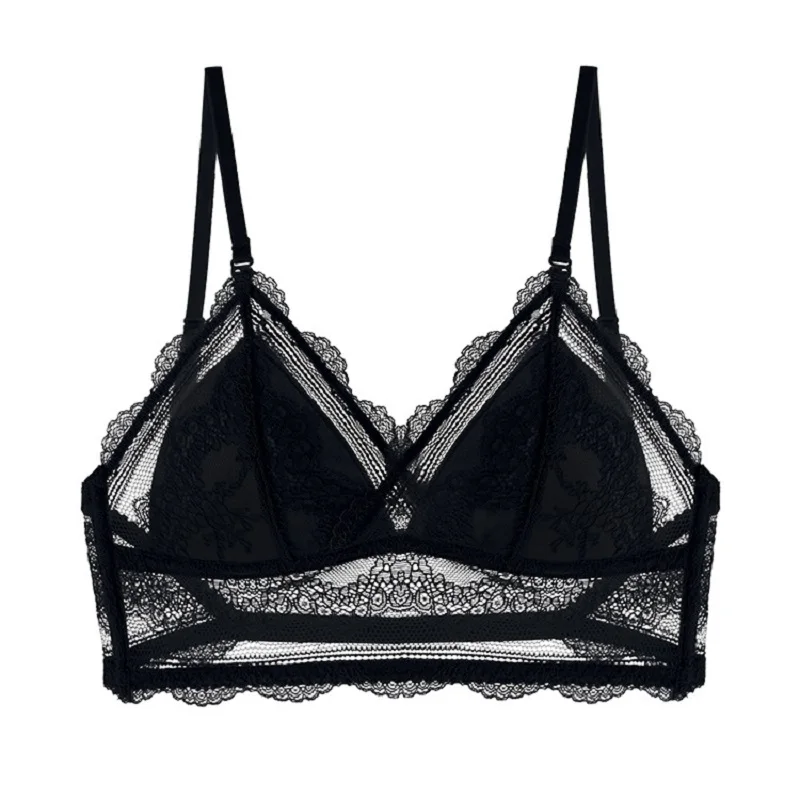 

Backless Strapless Bra Push Up Plus Size Women Bralette Wire Free Sexy Lace Thin Dots Mesh Lingerie Brassiere Low Back Underwear
