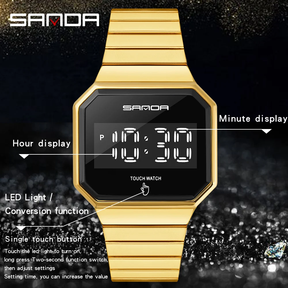 SANDA 2020 новые модные мужские часы с сенсорным экраном спортивные