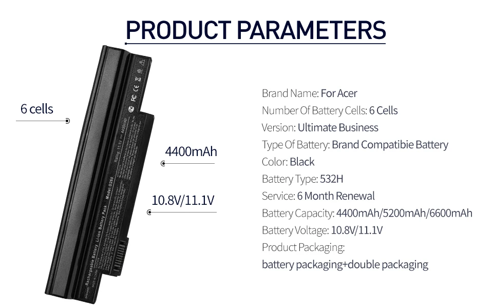 Apexway Laptop Battery for Acer Aspire One 253H 532h 532G AO532h for eMachines 350 UM09H31 UM09H41 UM09G31 UM09H75 eM350 NAV51