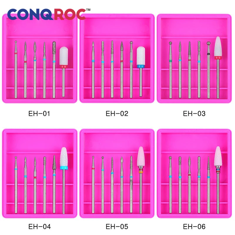 6 шт. набор сверл для ногтей алмазных 2 35 мм 3/32 хвостовик Электрический мини-дрель