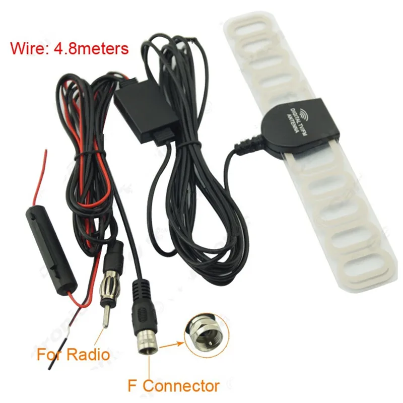 

Universal Car Digital TV Radio 2 In 1 Car Antenna Car Radio Aerials Antenna Amp Booster F Connector For Car Exterior Parts