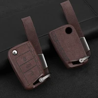 genuine leather car remote key holder case cover for volkswagen vw golf7 mk7 seat ibiza leon fr 2 altea aztec for skoda octavia