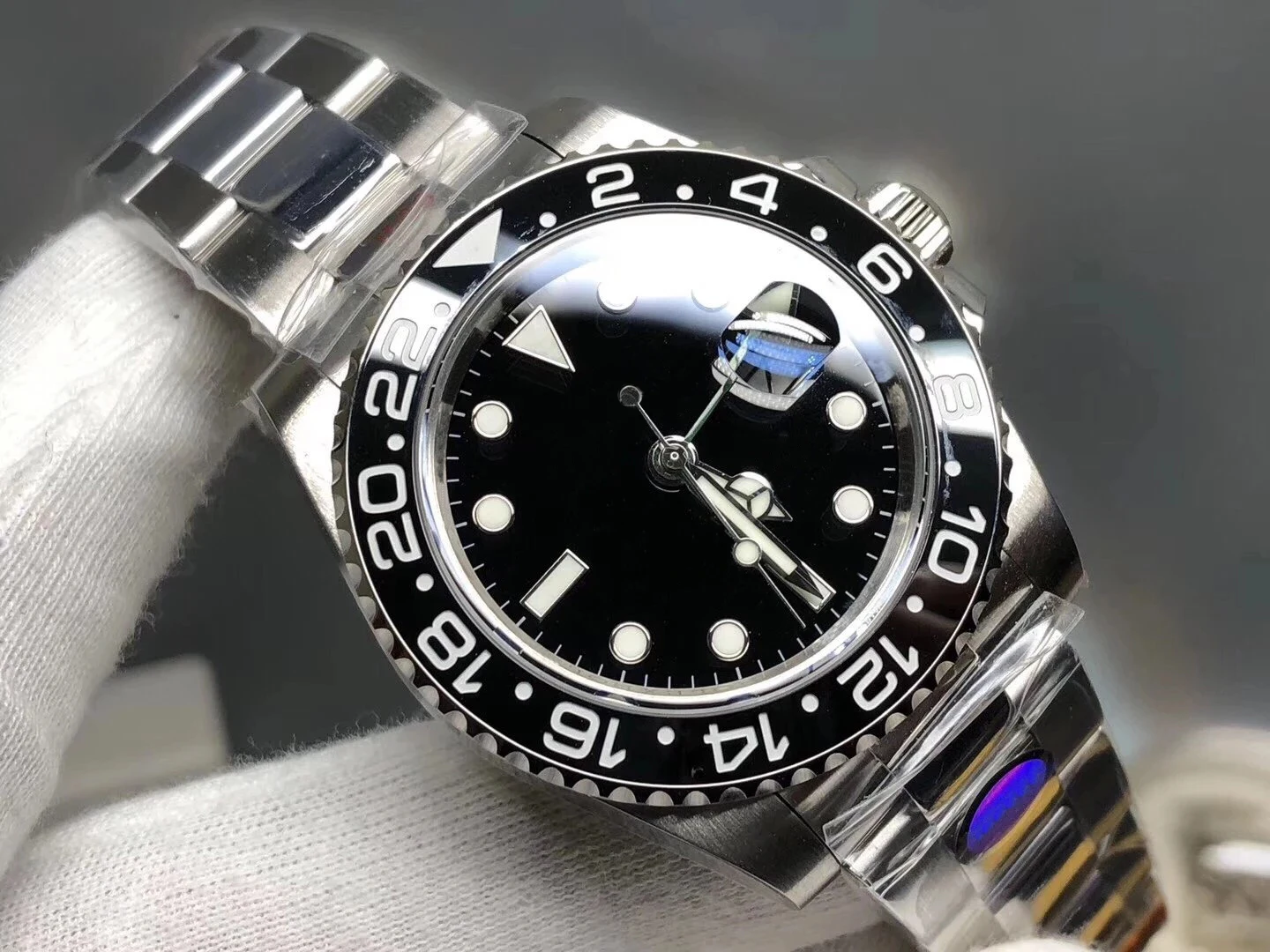 

Classic New Men Automatic Mechanical Watch Red Black Blue Ceramic Meteorite Duale GMT II Stainless Steel Sapphire Luminous