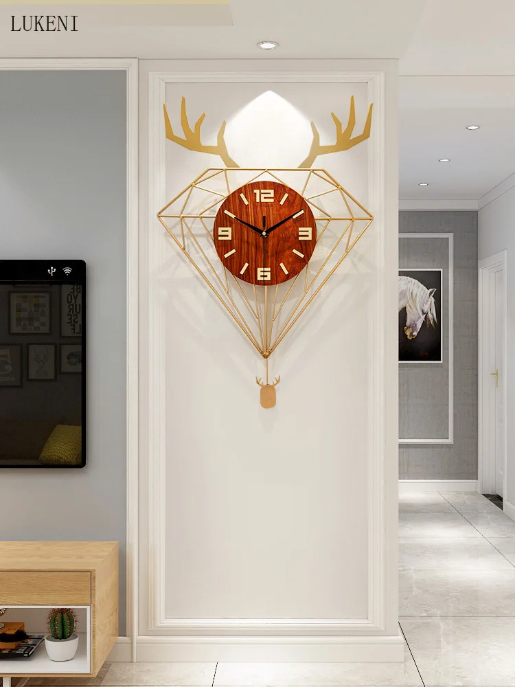 Настенные часы с головой оленя в скандинавском стиле цвет черный золотой для