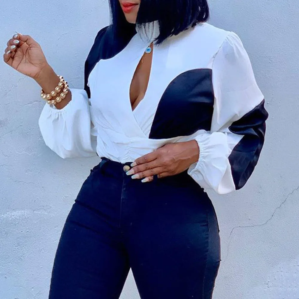 Африканская мода Сексуальная Блузка с длинным рукавом Женская Офисная 2020