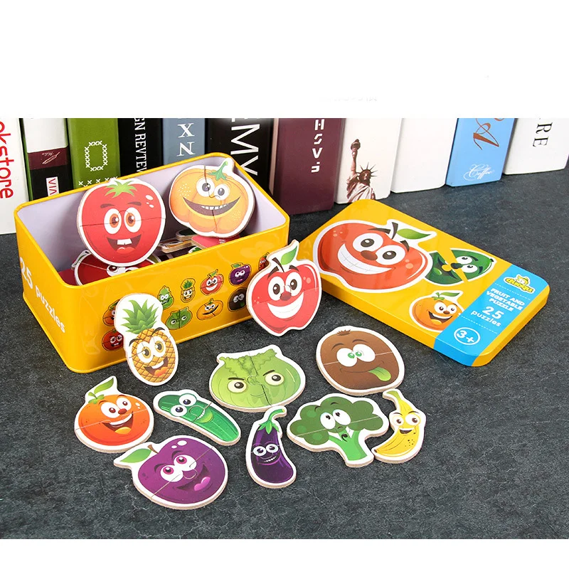 Wooden Montessori Baby Toy Early Education Cartoon Puzzle Games Learning Card Jigsaw Toys For Kids Educational Gift | Игрушки и хобби