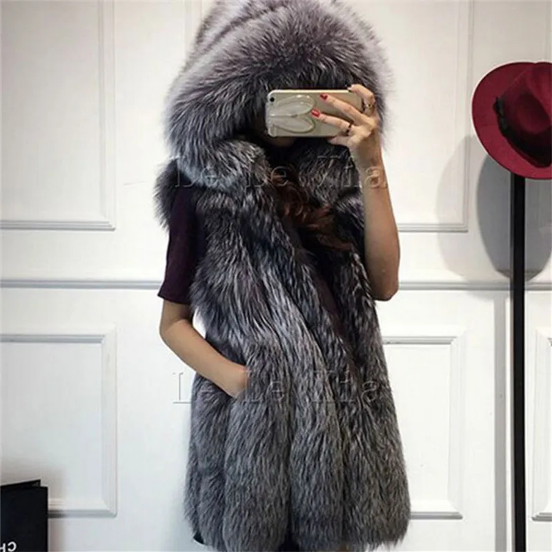 Новое поступление зимнее теплое модное женское импортное пальто меховой жилет с