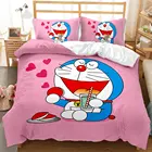 Kawaii, японское аниме, Doraemon, постельные принадлежности для девочек, розовый Роскошный пододеяльник, Комплект постельного белья, king queen, набор постельного белья, полный размер