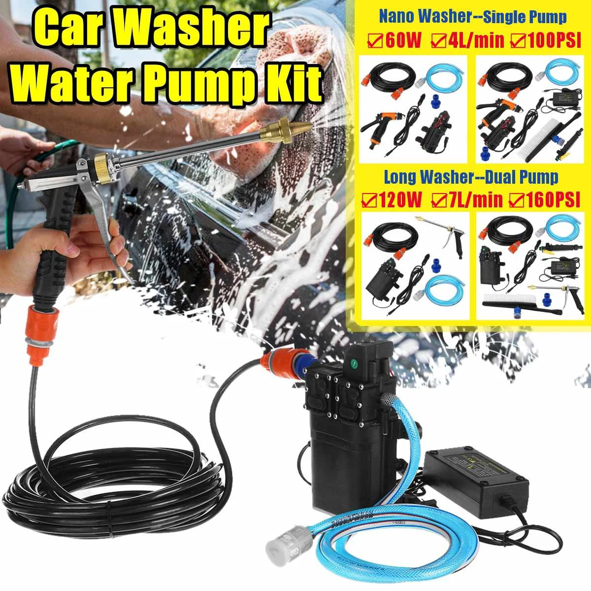 

High Pressure Water Pump Kit Signal Dual Cleaner Car Care Washing Machine Cleaning Tool Car Washer Garden Water Spray Sprinkle