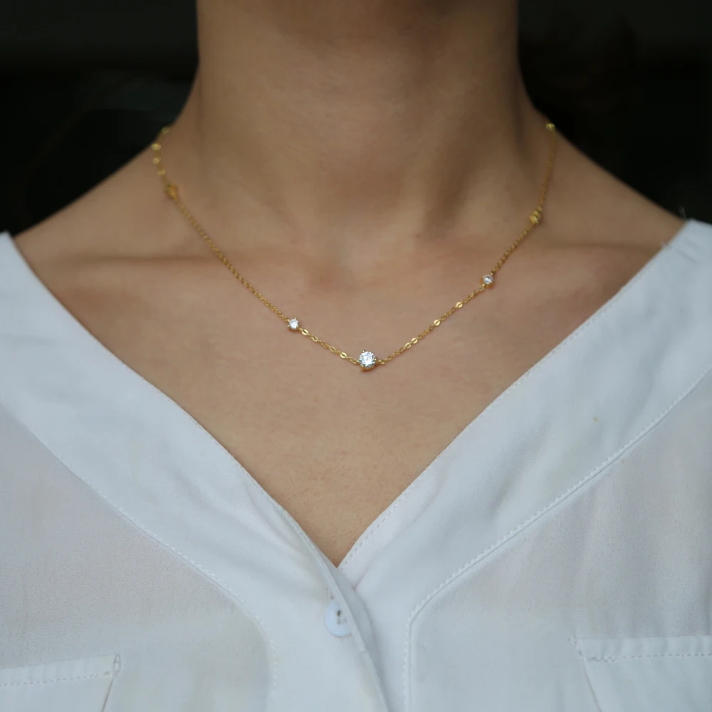 Ожерелье-чокер женское из серебра 100% пробы с треугольными фианитами | Украшения и