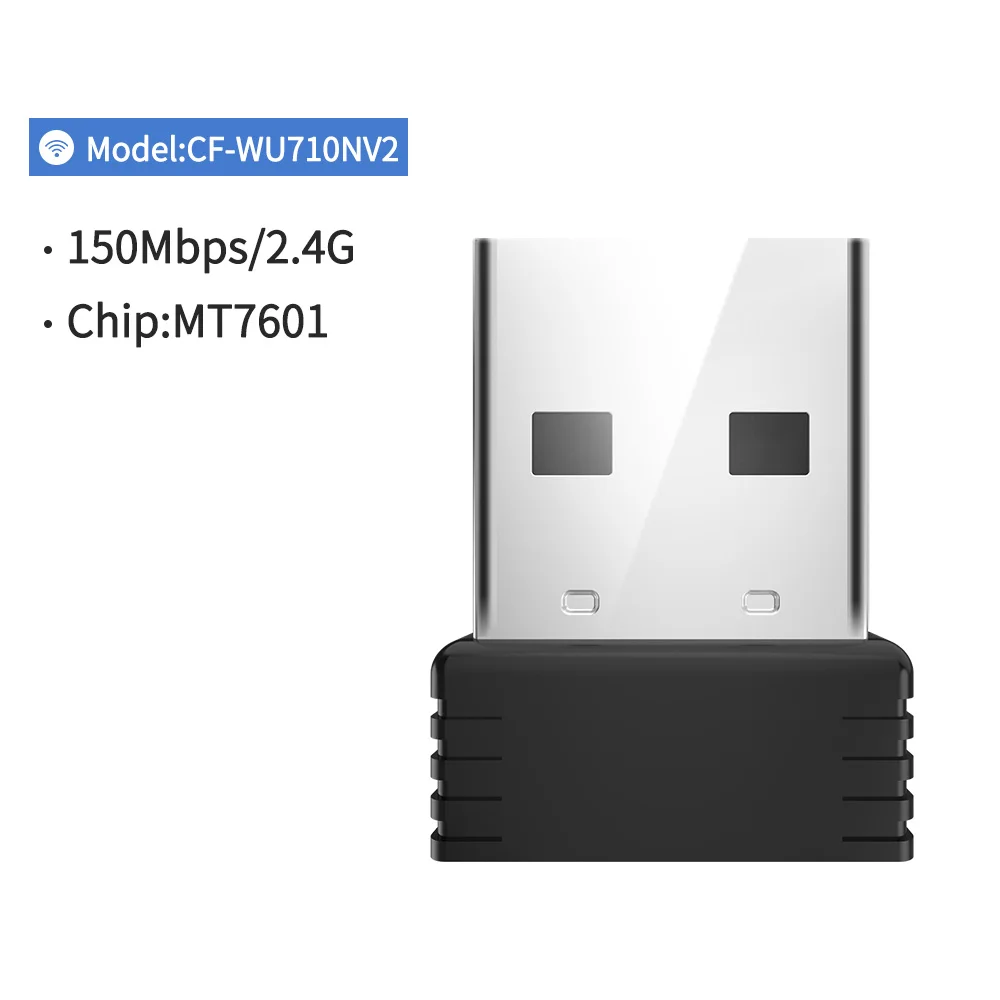 Недорогой мини USB Wifi адаптер 802.11n Антенна 150 Мбит/с USB беспроводной приемник MT7601 сетевая карта Wi-Fi для настольного ноутбука - Цвет: CF-WU710N
