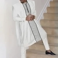 hd native african agbada for men embroidery black white dress shirt pants 3 pcs set 2022 eid mubarek clothing dashiki outfits