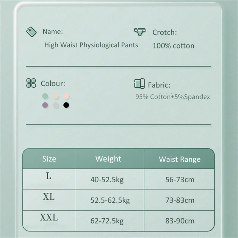 

2Pcs Women's Seamless Underwear Leak-Proof Menstrual Underpants Physiological Panties High-Waist Pants Cotton WaterProof Briefs