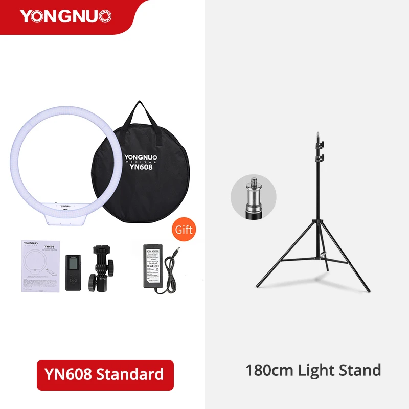 

YONGNUO YN608 3200K~5500K Bi-Color Ringlight LED Light Video Light Photography Flashlight Studio Camera Light
