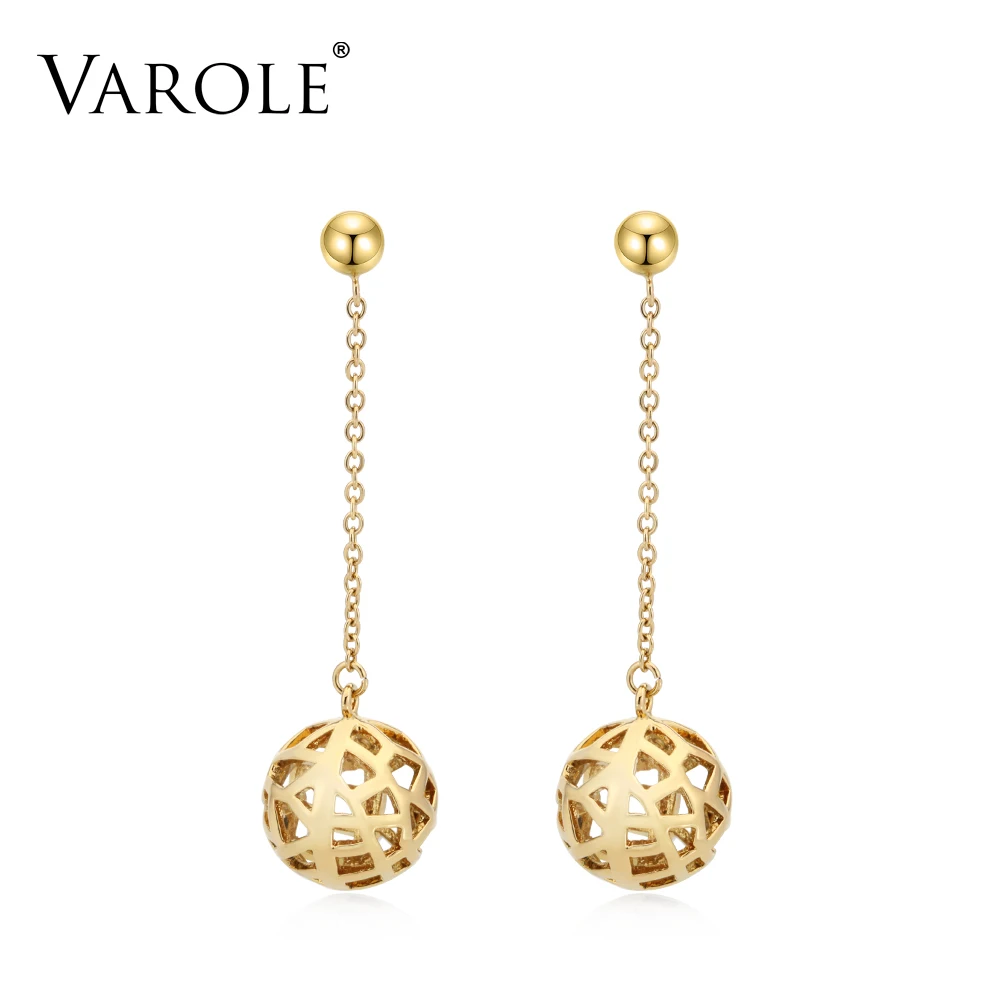 VAROLE полые металлические шарики висячие серьги золотого цвета Висячие для женщин