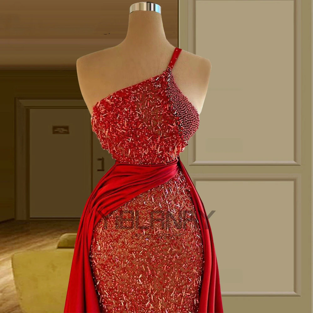 

YILIBER Evening dresses 2021 vintage vlack pearls long sleeves evening gowns beading prom dresses for women short dresses