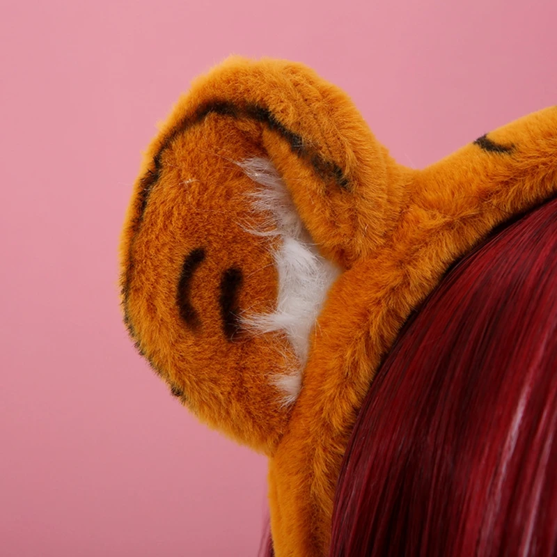 Pelzigen Stirnband mit Tier Muster Tiger Ohren Cartoon Hairband Party Leistung Thema Kostüm Haar Zubehör F3MD – Detail 5
